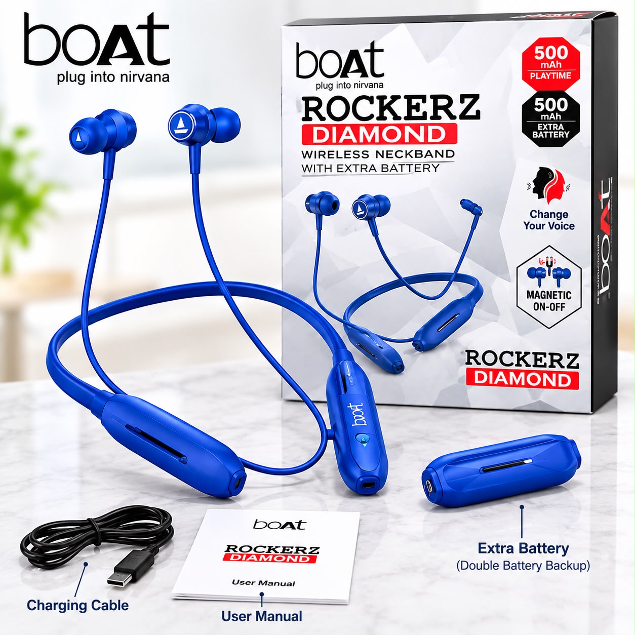 Double Battery. Longer Music. Smarter Magnetic ON/OFF.